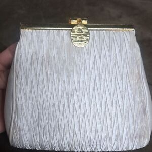 La Regale Cream and Gold Quilted Clutch